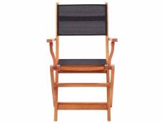 Vidaxl chaises pliables de jardin 6 pcs noir eucalyptus et textilène