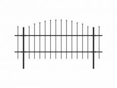 Vidaxl clôture de jardin à dessus en lance acier (0,75-1)x8,5 m noir 277716
