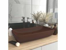Vidaxl lavabo de luxe rectangulaire marron foncé mat 71x38cm céramique 146962