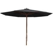 vidaXL Parasol d'ext�rieur avec m�t en bois 350 cm Noir