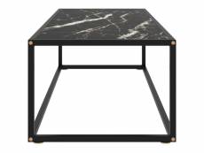 Vidaxl table basse noir avec verre marbre noir 120x50x35