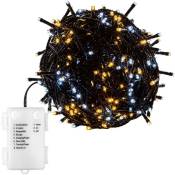 VOLTRONIC Guirlande lumineuse LED, intérieur et extérieur, IP44, fonctionne sur piles, choix du modèle et de la couleur, 200 LED, blanc chaud/blanc