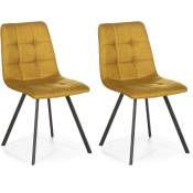 Vs Venta-stock - Set de 2 chaises Salle à Manger Mila Tapissées Moutarde, 58 cm x 45 cm x 90 cm - moutarde