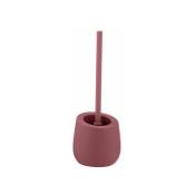 WENKO Porte Brosse WC céramique Badi rose, Brosse WC silicone noire avec tête de brosse WC en silicone Ø de 7,5 cm, anti-adhésive, Céramique, Ø 13,5