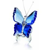 Xinuy - Crystal Flying Butterfly avec Base de Boule de Cristal Figurine Ornement Statue Animal à Collectionner pour Cadeau de Noël (Bleu)