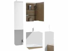 Armoire de toilette bloc-miroir siena largeur 80 cm, chêne clair