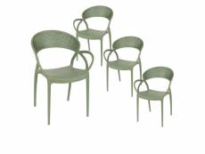 Athena - lot de 4 chaises de jardin plastique vert