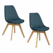 Atmosphera - Lot de 2 chaises en velours style scandinave 'Helsinki' Bleu canard - Bleu canard