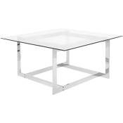 Beliani - Table Basse avec Plateau en Verre et Cadre en Métal Argenté au Style Moderne et Glamour Transparent