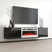 Bim Furniture - Roxy Meuble tv avec cheminée électrique cm183x35x38h noir et blanc