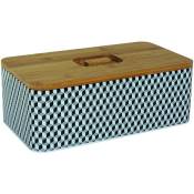 Box And Beyond - Boite à pain en métal - couvercle en bambou - Hexagone - 33x18x12cm