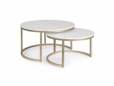 Bubble - set de 2 tables rondes en acier et marbre