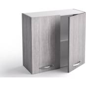 Caesaroo - Meuble haut de cuisine 80x33xH72 cm en bois Gris Islanda avec deux portes gris
