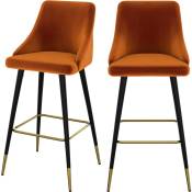 Chaise de bar Aristote en velours orange 77.5 cm (lot