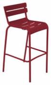 Chaise de bar Luxembourg / H 80 cm - Aluminium - Fermob rouge en métal