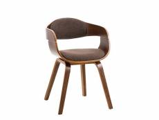 Chaise de bureau sans roulettes visiteur en tissu et bois design retro et confort maximal noyer marron bur10545