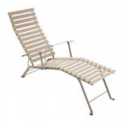 Chaise longue pliable inclinable Bistro métal beige / Accoudoirs - Fermob marron en métal