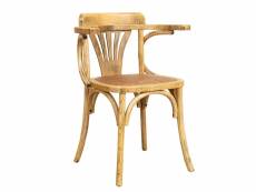 Chaise thonet avec accoudoirs en frêne massif, finition chêne et assise en rotin