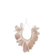 Collier plumes/coquillages saumon