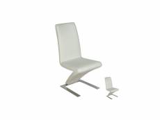 Duo de chaises simili cuir blanc - zaia - l 44 x l 52 x h 98 cm - neuf