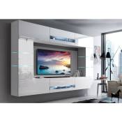Ensemble meuble tv concept 63-63-HG-W-2-1B blanc brillant