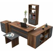 Ensemble meubles de bureau en aggloméré effet noyer Office - Noyer
