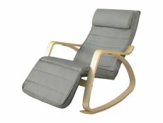 Fauteuil à bascule avec repose-pied réglable design rocking chair fauteuil relax bouleau flexible (gris) fst16-dg sobuy®