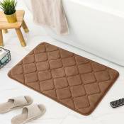 Grand tapis de bain absorbant 100 % coton polyester pour baignoire, cuisine, salle de bain (marron, 40 x 60 cm)