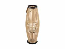 Grande lanterne en bambou naturel bougeoir en verre d 27 x h 73 cm - atmosphera