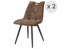 Handy - chaise vintage microfibre vintage marron pieds métal noir (x2) Chaise Microfibre vintage marron clair pieds métal noir (x2)