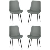HOMCOM Lot de 4 chaises de salle à manger chaise de cuisine assise en similicuir pieds en acier avec dossier gris foncé