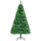 HOMCOM Sapin de Noël artificiel 180 cm 782 branches épines grand réalisme avec pommes de pin vert