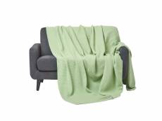 Homescapes couverture en coton bio gaufré coloris vert sauge, 250 x 230 cm SF1120D