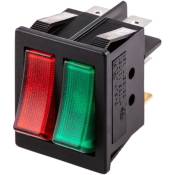 Interrupteur à bascule illuminé rouge et vert dpdt