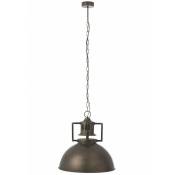 Jolipa - Lampe suspendue industrielle en métal gris L55l55H147cm - Gris/Greige