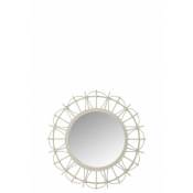 Jolipa - Miroir rond en bois blanc 60x3x60 cm - Blanc