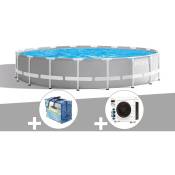 Kit piscine tubulaire Intex Prism Frame ronde 5,49 x 1,22 m + Bâche à bulles + Pompe à chaleur