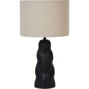 Lampe de Table en Céramique Noire Lin et Polyester