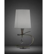 Lampe de Table Mara 1 Ampoule E14 Small, laiton antique avec Abat jour blanc ivoire