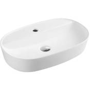 Lavabo ovale à poser 61x40 cm en porcelaine Blanc brillant Blanc - Standard