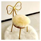 Linghhang - Beige) Coussin de siège rond en fausse fourrure de mouton de qualité supérieure - 45 cm, housse de chaise en peluche pour la chambre à