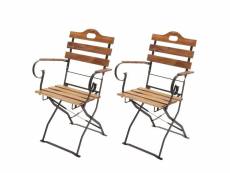 Lot de 2 chaises de jardin balcon terrasse pliable en bois d'acacia 04_0001955