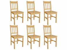 Lot de 6 chaises de salle à manger cuisine design classique bois de pin cds022747