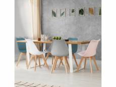 Lot de 6 chaises scandinaves sara mix color pastel rose, blanc, gris clair x2, bleu x2