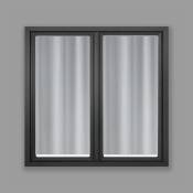 Paire de vitrages droits en étamine rayée Blanc 45x120cm - Blanc