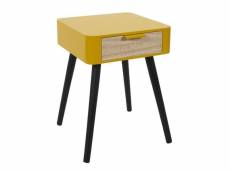 Paris prix - table de chevet 1 tiroir "bois" 48cm jaune moutarde