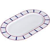 Plat service ovale L : 36 cm porcelaine basque - bleu,