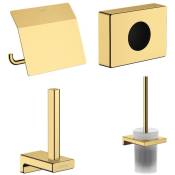 Porte-brosse wc Hansgrohe Addstoris + Porte-papier wc avec couvercle + Réserve porte-papier + Distributeur aspect doré poli - aspect doré poli