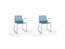 Set 2 fauteuil luge wire - resol - bleu - acier peint, fibre de verre, polypropylène 560x520x790mm
