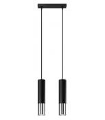Suspension Loopez Acier Chrom,noir 2 ampoules 90cm